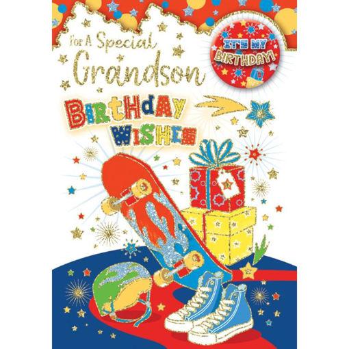 Picture of SPECIAL GRANDSON BIRTHDAY BADGE CARD